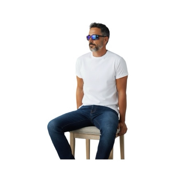 Foster Grant Cali Blue Performance Blade Black Sunglasses with Blue Lenses - Picture 4 of 13